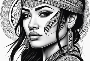 Māori female pukana tattoo idea