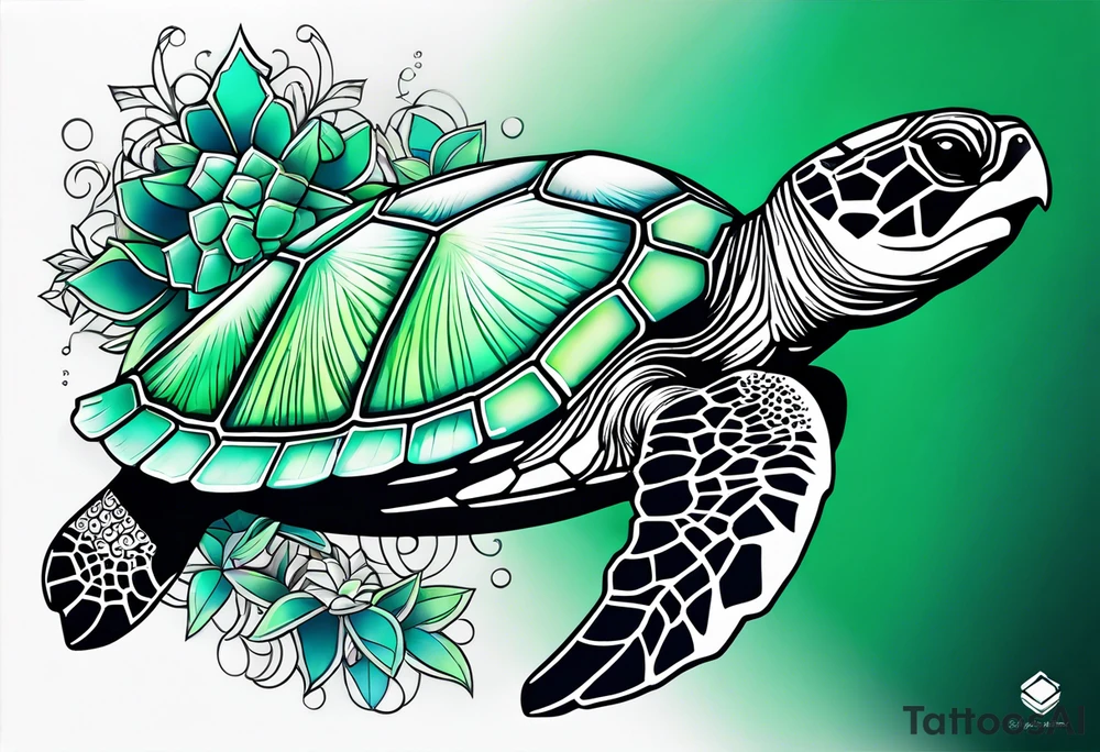 green sea turtle tattoo idea
