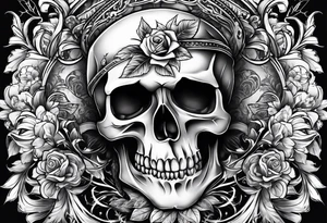 Memento mori written skull sleeve tattoo design tattoo idea