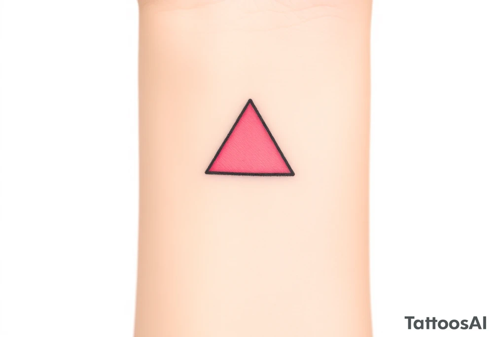 A pink triangle (upsidedown), with very small black lining and upside down. Just the colour pink. No shapes. Just the colour pink in a gradient filling the triangle tattoo idea