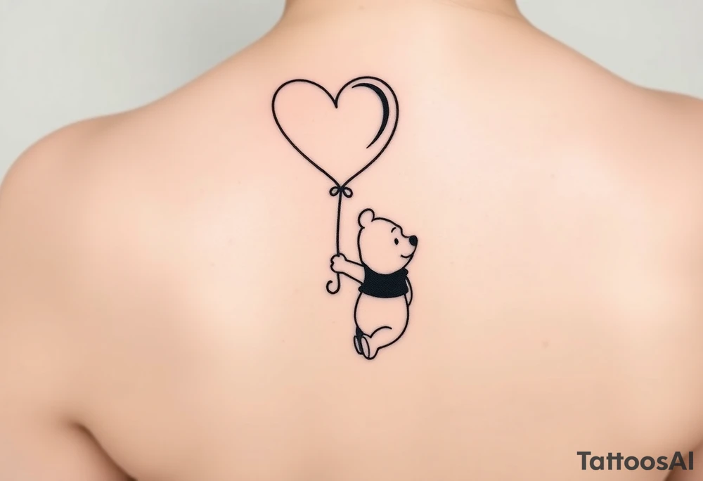 Winnie the pooh with a huge 
heart balloon tattoo idea