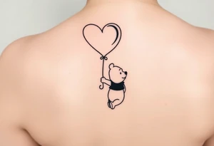 Winnie the pooh with a huge 
heart balloon tattoo idea