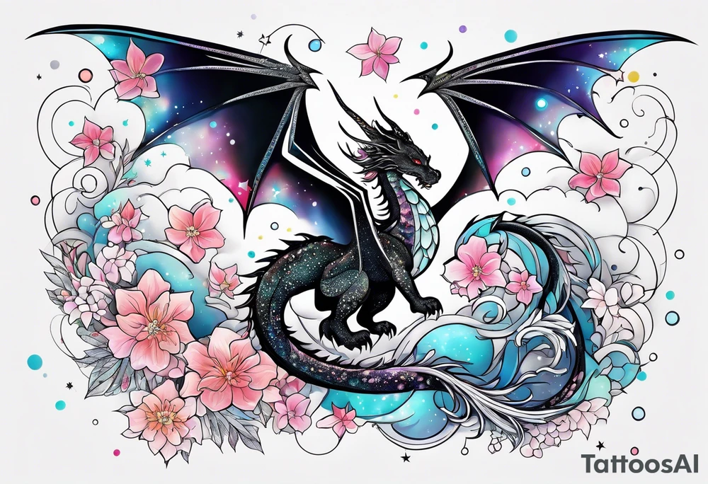 Constellation, wing , snow , cross , dragon japan kawaii tattoo idea