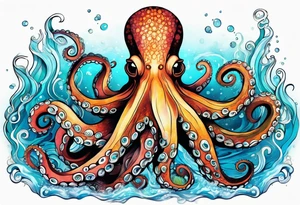 Under water, octopus tattoo idea