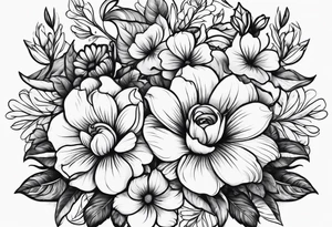 horn and flower tattoo idea