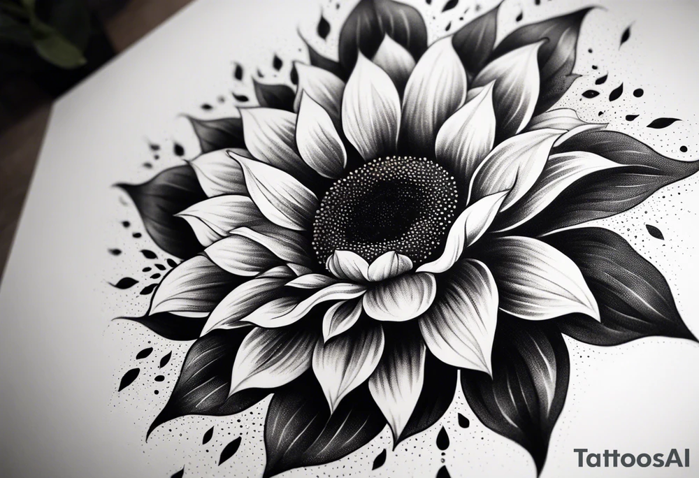 Flower fire an a sunflower tattoo idea