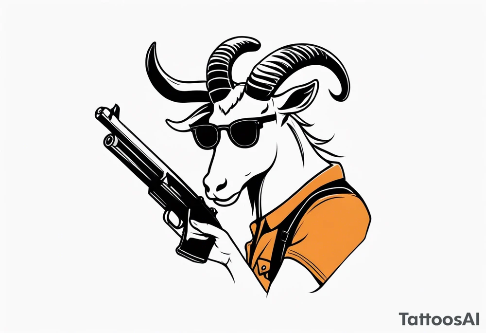 capricorn with sunglasses and shotgun tattoo idea