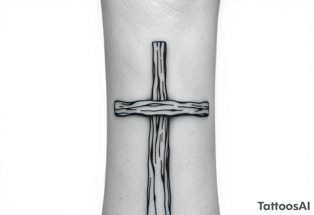 a wooden 12kv pole. Make the pole a cross that has a hidden resemblance to god. tattoo idea