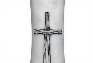 a wooden 12kv pole. Make the pole a cross that has a hidden resemblance to god. tattoo idea