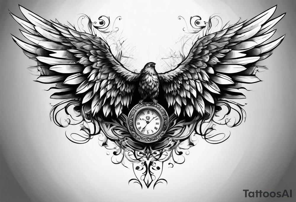 Wings with number 22 tattoo idea