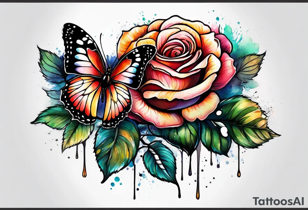 Rose and butterfly spine tattoo tattoo idea