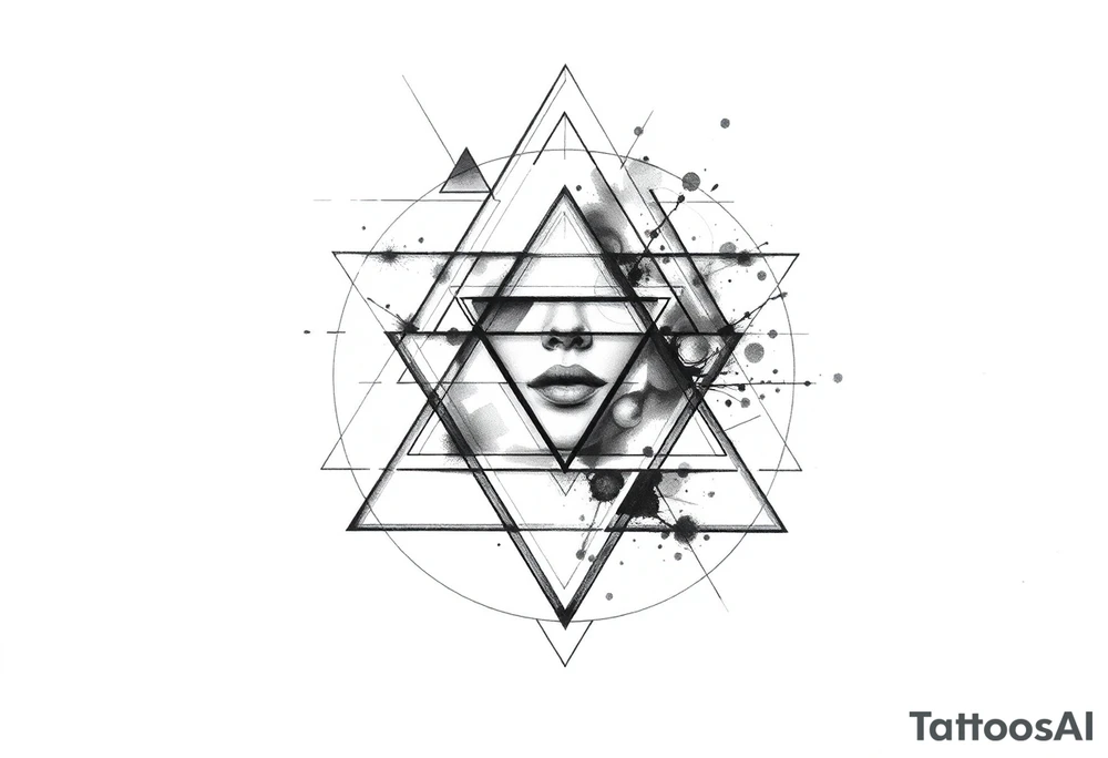 Geometric, triangles, lines, circles tattoo idea