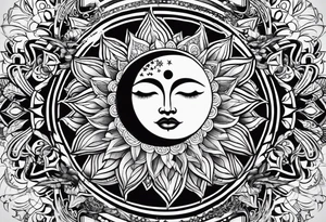 Exoteric tattoo with sun and moon tattoo idea