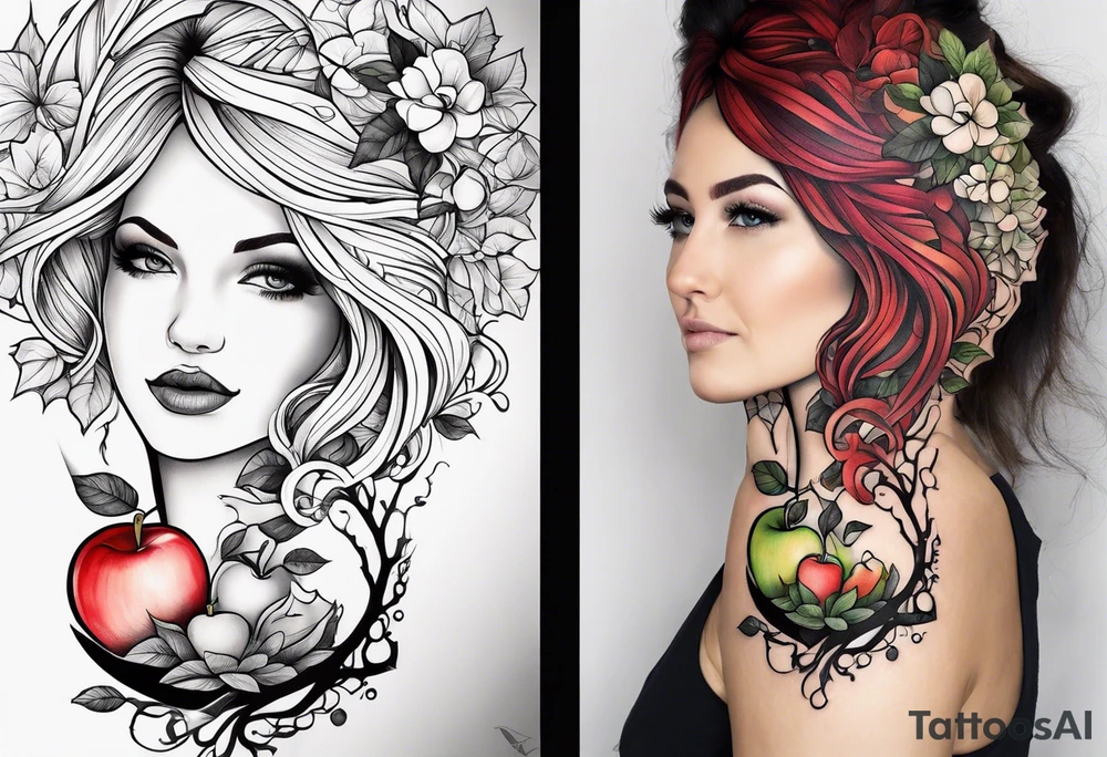 Mother/daughter tattoo around theme “apple doesn’t fall far from the tree” tattoo idea