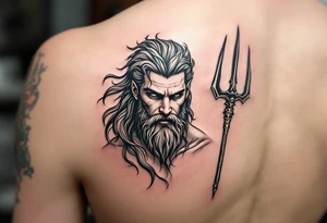 Neptune with trident tattoo idea