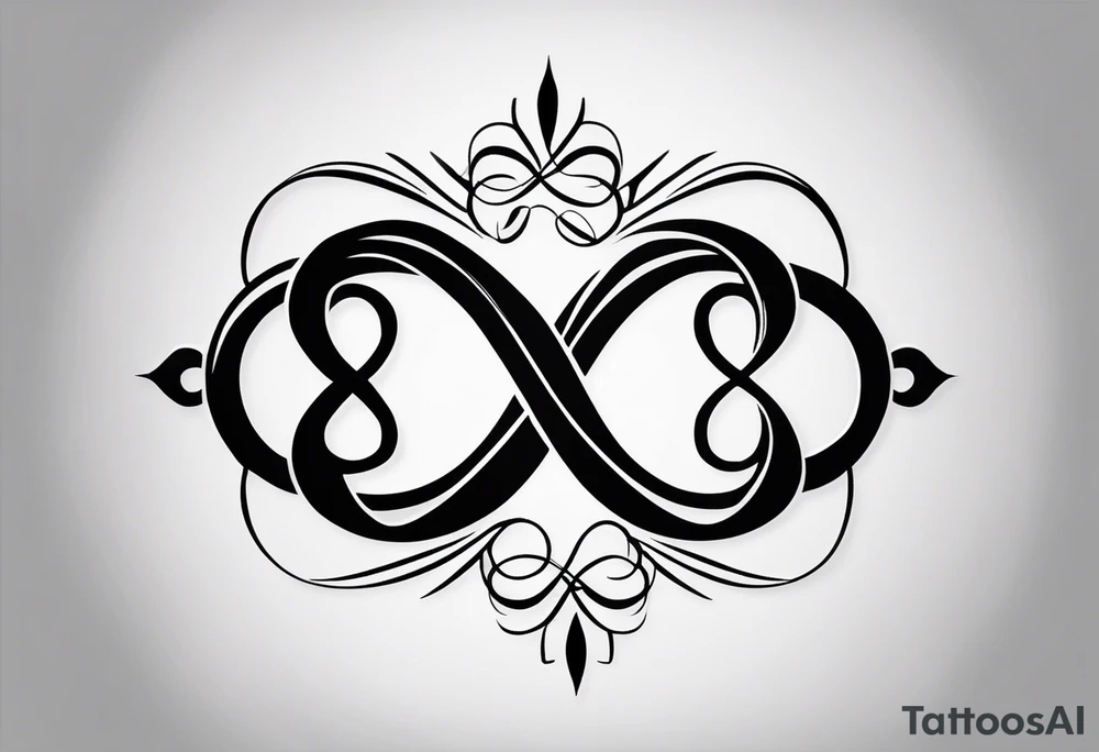 Infinity Symbol with Initials: Incorporate the infinity symbol, with the couple’s initials intertwined within the loop. This design can be exclusively in black or with a touch of red on the initials. tattoo idea