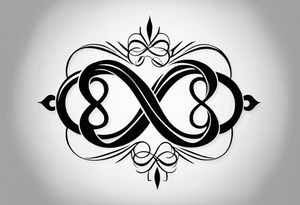 Infinity Symbol with Initials: Incorporate the infinity symbol, with the couple’s initials intertwined within the loop. This design can be exclusively in black or with a touch of red on the initials. tattoo idea