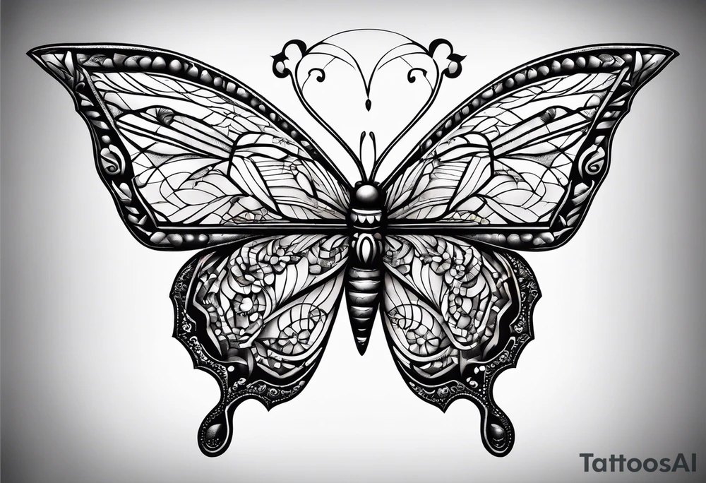 Small butterfly with Indra’s net quilt tattoo idea