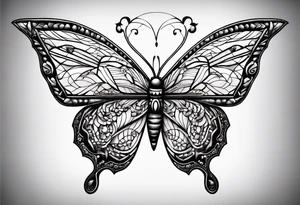 Small butterfly with Indra’s net quilt tattoo idea