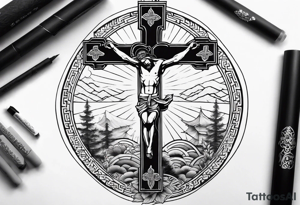 Triathlon, crucifix tattoo idea