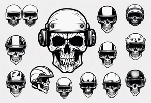 Skull with motorcycle helmet tattoo idea