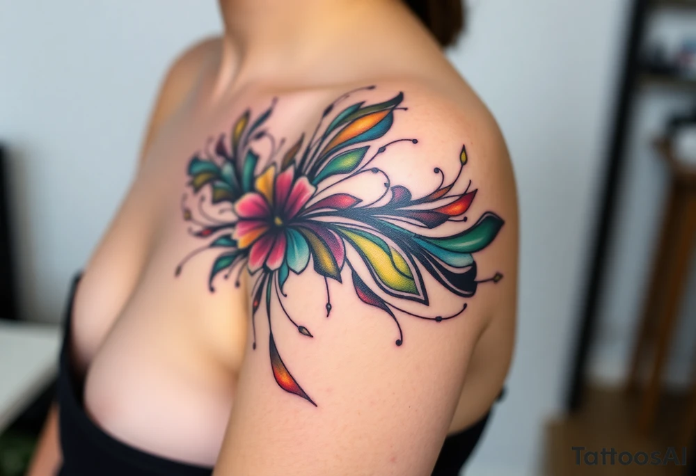 A tatuagem deve expressar força, liberdade e conexão com a multiplicidade da vida, incorporando elementos abstratos e fluidos, com linhas que sugiram movimento e transformação contínua. Evite clichês e busque um design original e significativo. tattoo idea