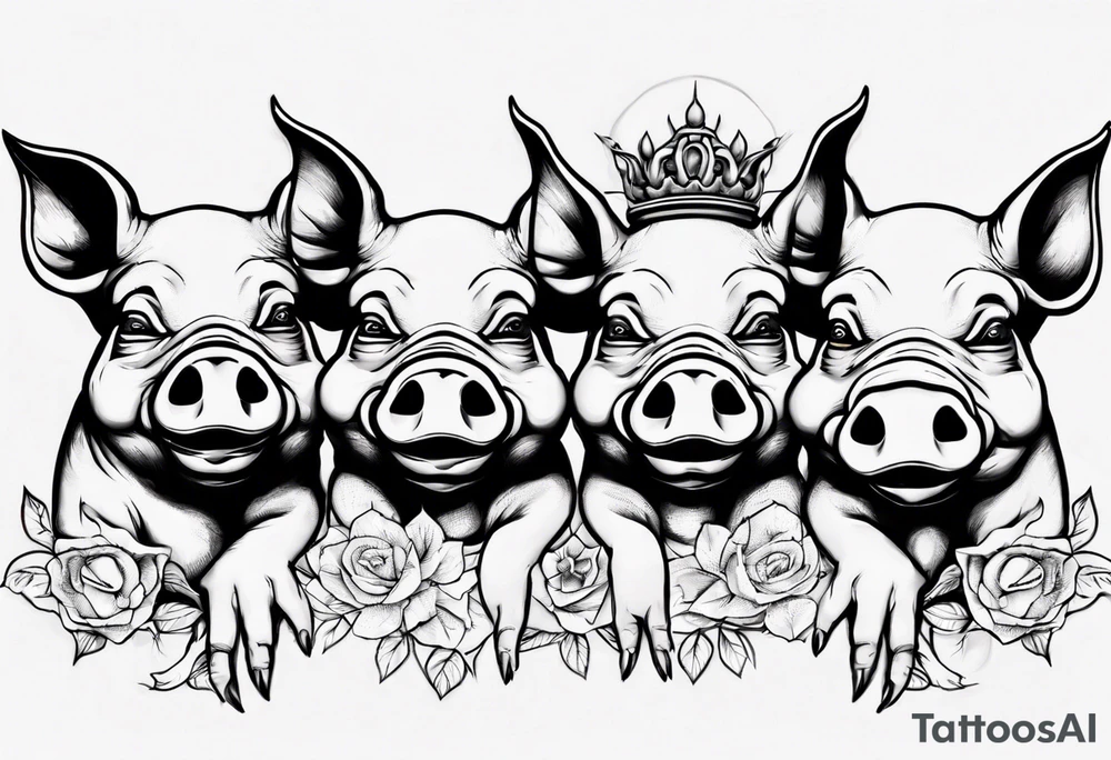 see no, hear no, speak no evil, pigs tattoo idea