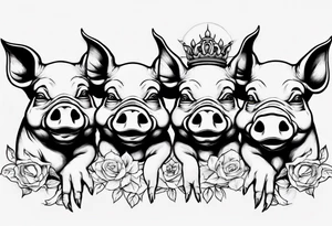 see no, hear no, speak no evil, pigs tattoo idea