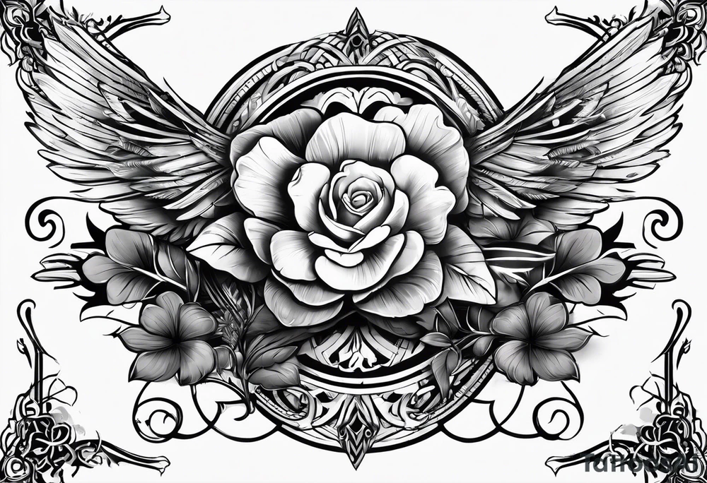 idea of adding buffs to people with this tattoo. using realistic style with arrows and Four Leaf Clover to generating stats of Luck. tattoo idea
