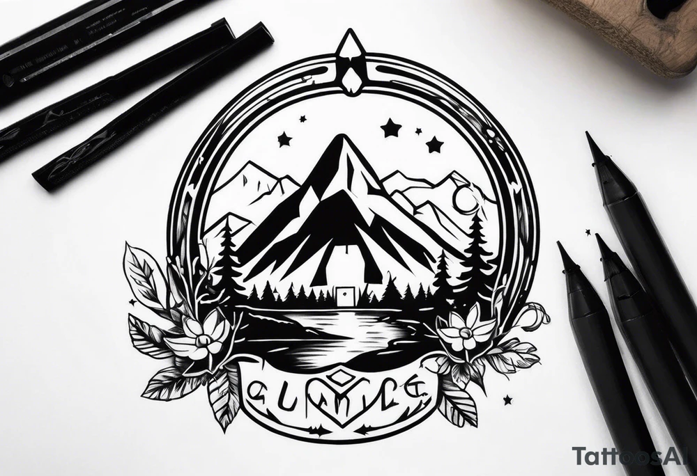 Horseshoe and camping tattoo idea