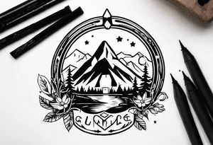 Horseshoe and camping tattoo idea