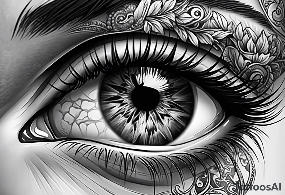 eye with skull tattoo idea