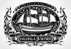 valhalla sword  funeral boat on fire tattoo idea