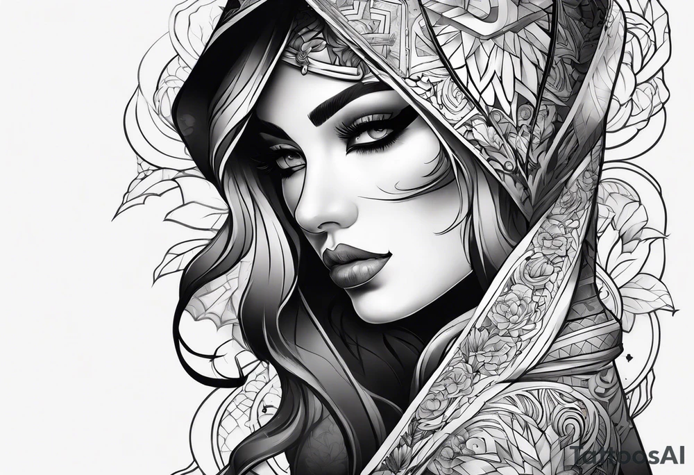 tattoo fool sleeve, broken mask tattoo idea