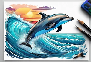 dolphin jumping out the ocean tattoo idea