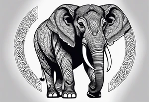 A Thai style design that is round and with an Asian elephant head facing forwards tattoo idea