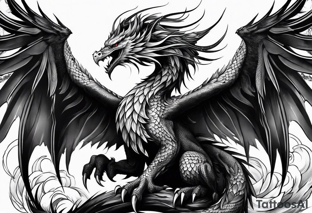 phoenix fighting dragon tattoo idea