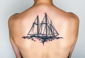 Sails of Scampia ruined and covered in graffiti, large tattoo, lower back area tattoo idea