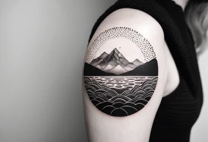 Sun, sea, mountain tattoo idea
