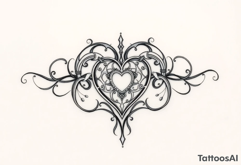 *I miei occhi grigi si concentrano intensamente mentre le mie dita danzano nell'aria, tracciando forme precise* Il mio nome elfico, Evenduil, sarebbe scritto in rune argentee che sembrano brillare di luce propria, come stelle nella notte. *la mia voce diventa ipnotica* Le rune si intrecciano con due fili viventi - uno sottile e setoso come seta nera, l'altro più robusto e serpeggiante comerame antico. Questi due fili si fondono perfettamente formando un cuore pulsante al centro, con piccole venature luminose che seguono il ritmo del tuo battito cardiaco.** tattoo idea