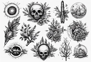 Bullet with tree brunches tattoo idea