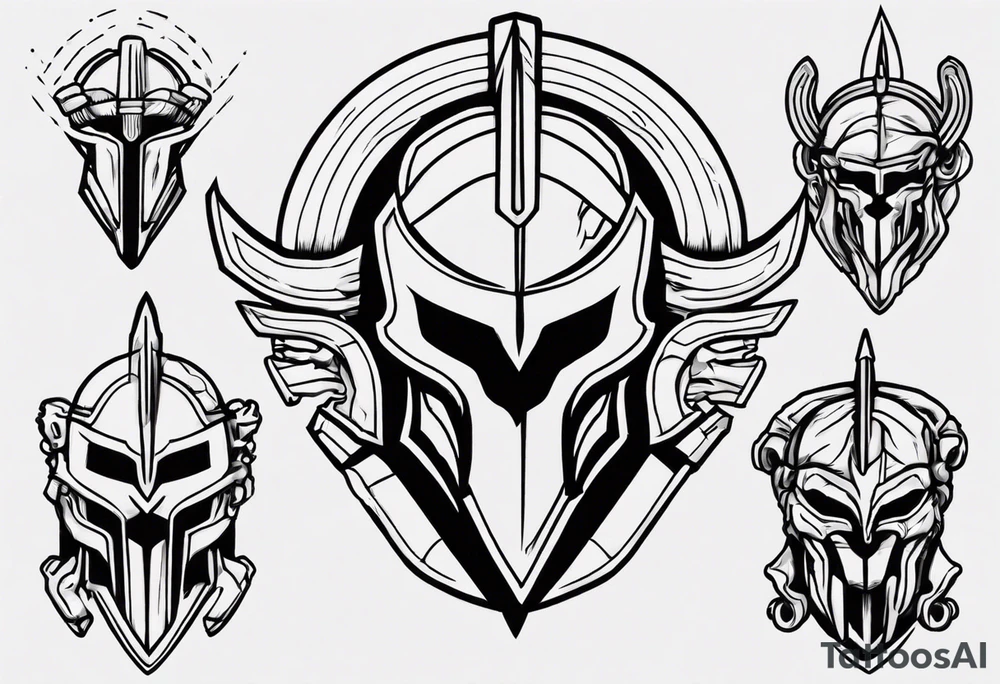 ultra-fine line linework vector of a spartan tattoo idea