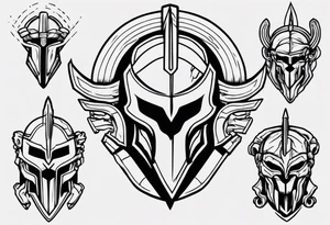 ultra-fine line linework vector of a spartan tattoo idea