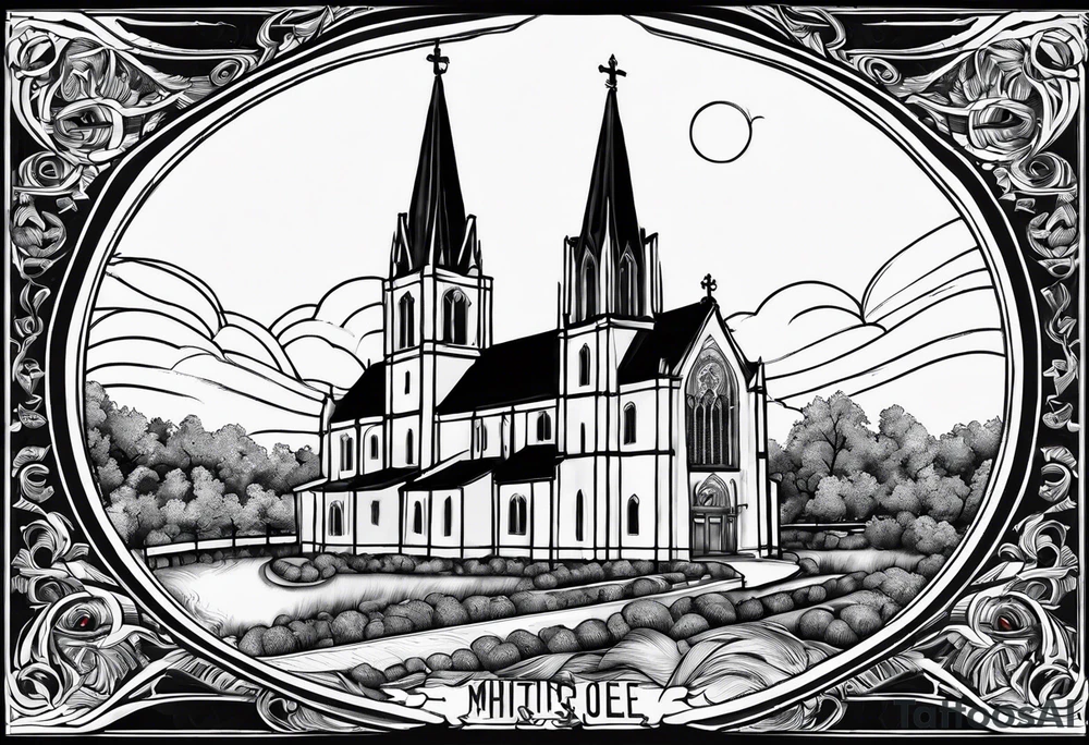 cathedral on fire tattoo idea