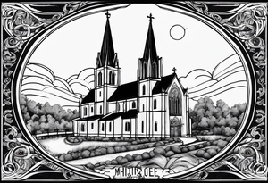 cathedral on fire tattoo idea
