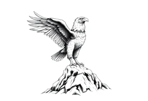 an eagle stands on a rock,landscape. tattoo idea