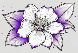 An outline of a rio dipladenia flower with a splatter green and purple behind it tattoo idea