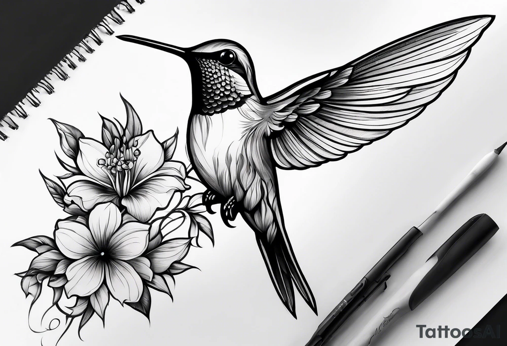 Hummingbird flowers forearm tattoo idea