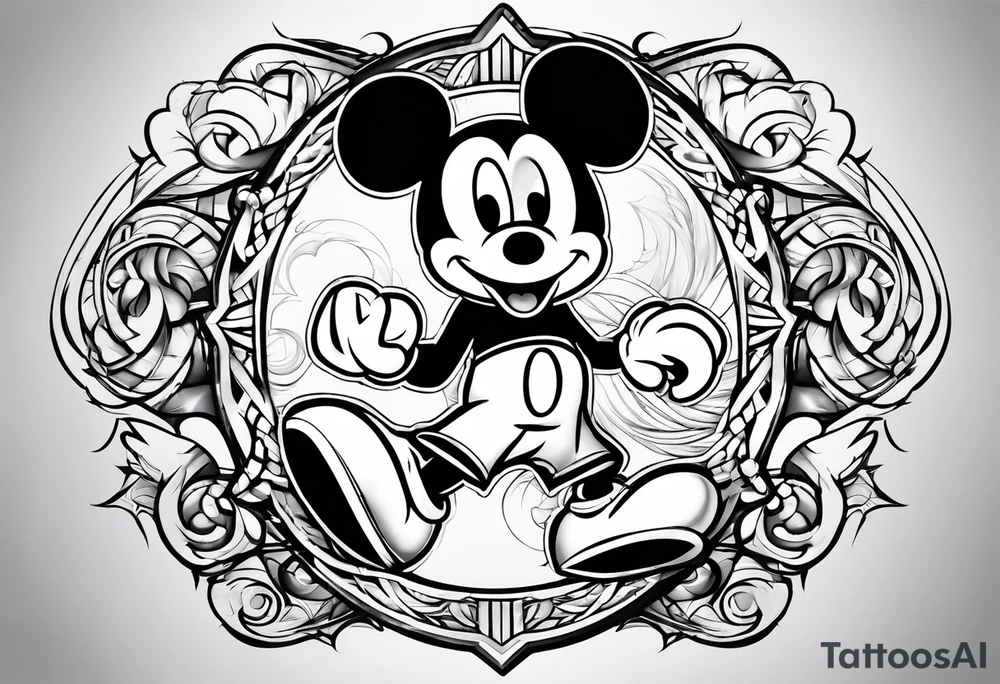 mickey mouse martial arts tattoo idea
