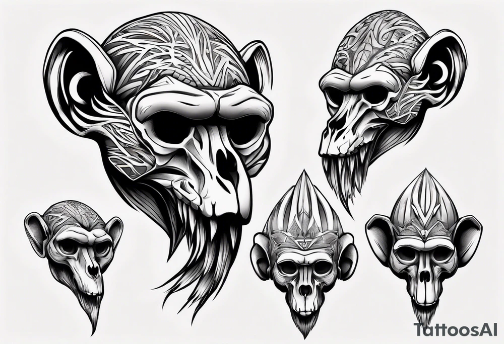 baboon skull tattoo idea